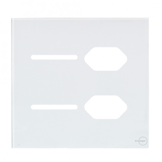 Placa p/ 2 Interruptores + Tomada dupla 4x4 - Novara Glass Branco